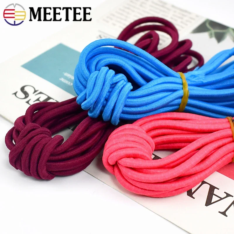 Meetee-Bande élastique colorée, 5/10/20m, 4mm, ronde, commissionnée, en caoutchouc, pour vêtements, ceinture, proximité wstring, cordes élastiques,