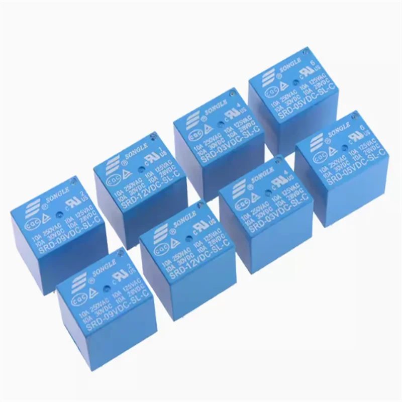 5pcs SONGLE Power Relay SRD-03V 05V 06 09V 12V 24VDC-SL-A -SL-C 10A 5pin(one set of conversion) 4pin (one set is normally open)