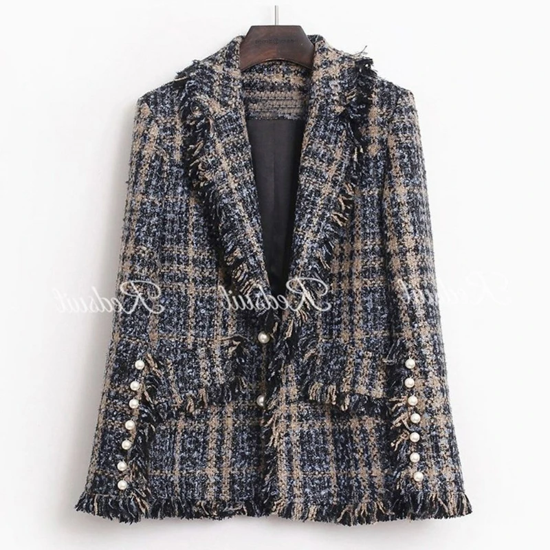 

Small Suit Female Tweed Jacket 2023 Autumn New Parkas Korean Version Tweed Outwear Small Fragrant Coat Female Short Overcoat