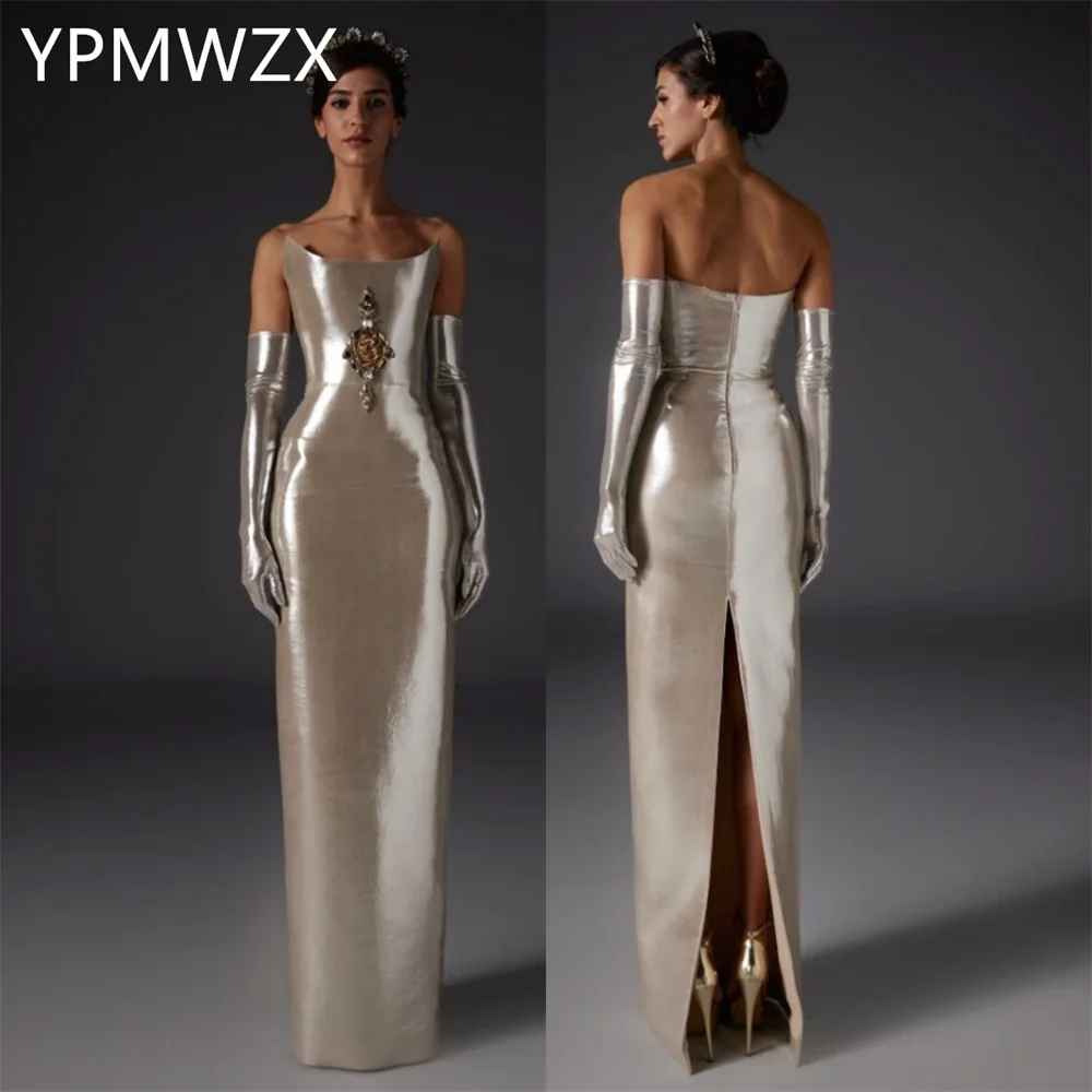 

Customized Prom Gown Formal Evening Dress Party Occasion YPMWZX Strapless Vertically Sequin Bespoke Dresses Women