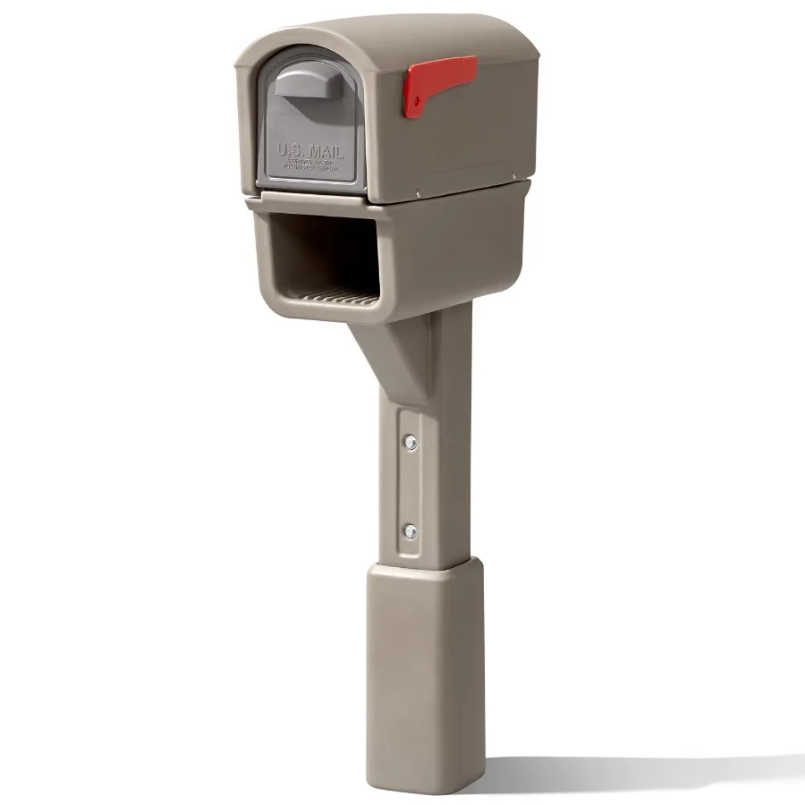 

Step2 Express Plus Plastic Mailbox for Outdoor Use, Mocha Finish, Weather-Resistant Design with Secure Locking Mechanism and La