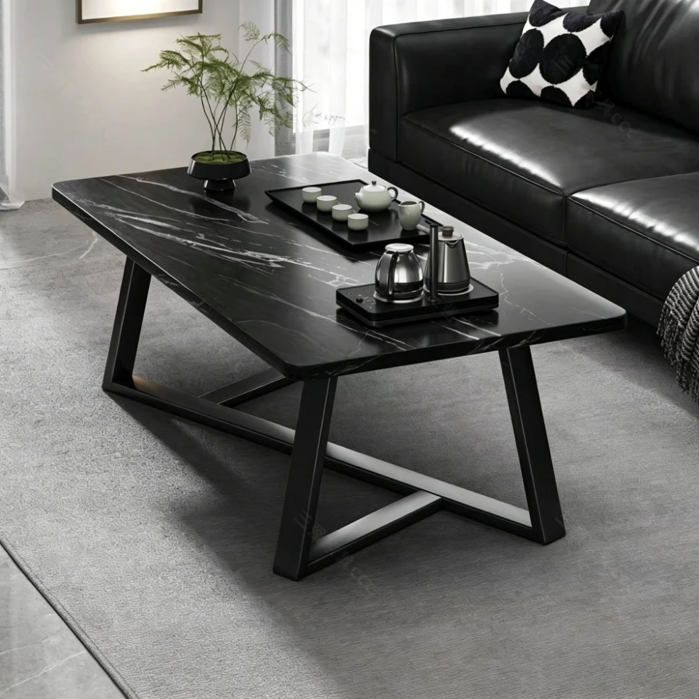 Luxury Coffee Table Living Room Home Office Sofa Side Tables Small Apartment Rock Slab Pattern Coffee Table