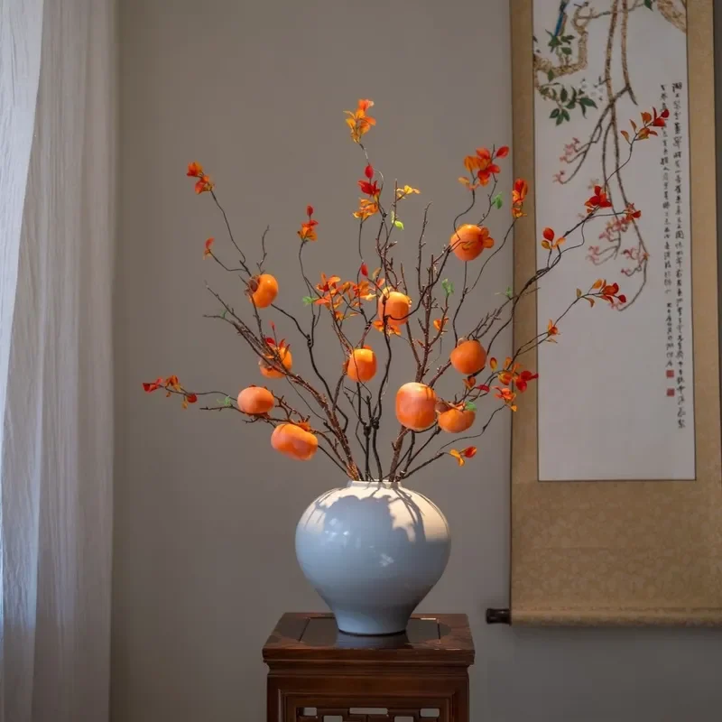 Artificial Persimmon Ruyi Branches Chinese New Year Decor High End Simulation Flowers for Living Room Dining Table Home