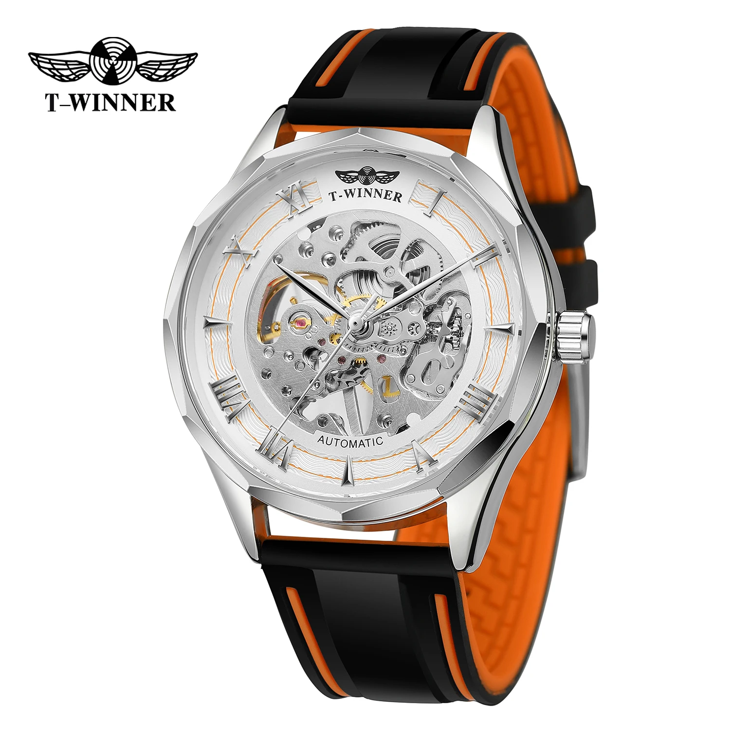 

2022 New Arrival T-Winner Men's Automatic Mechanical Watch Luxury Fashion Rubber Strap Watches for Mans Waterproof Wrist Watch