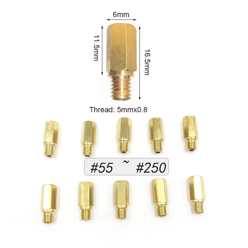 Pack of 10 Pcs Main Jet M5 Thread For Keihin FCR OKO KOSO PE PWK Motorcycle Carburetor Hexagon Main injector nozzle Size 55-250