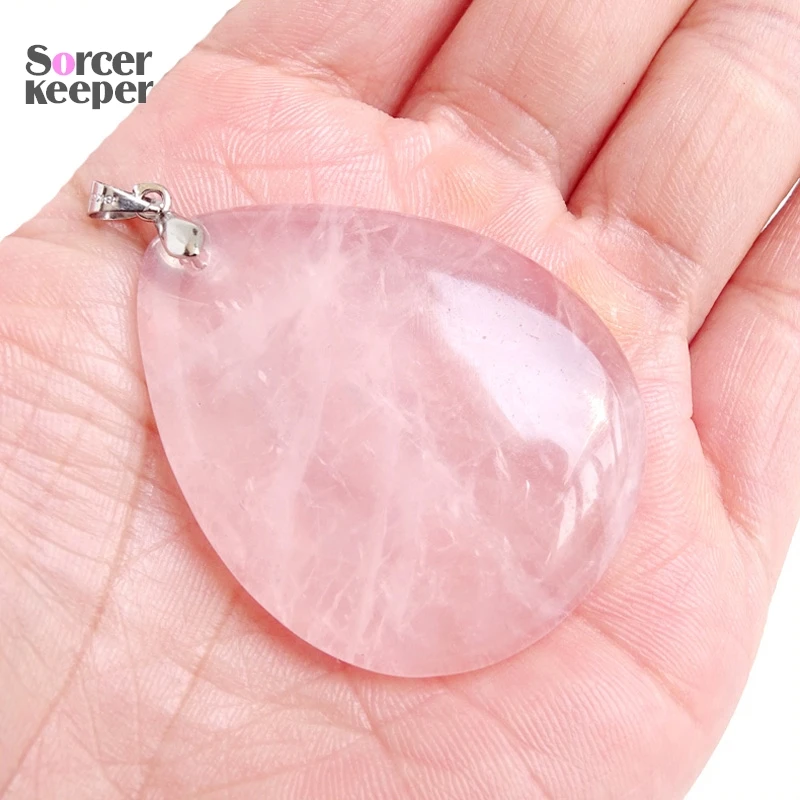 Real Natural Rose Pink Quartz Crystal Gem Stone Beads Pendant Necklace For Women\'s Jewelry Making Healing Minerals 01007