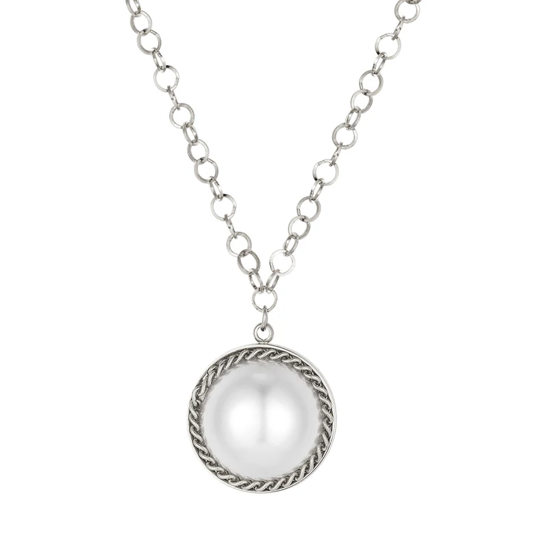 Length 40cm+5cm Gold Color Necklace Pearl Pendant  For Women High Quality Stainless Steel Jewelry Gifts Drop Shipping image 5