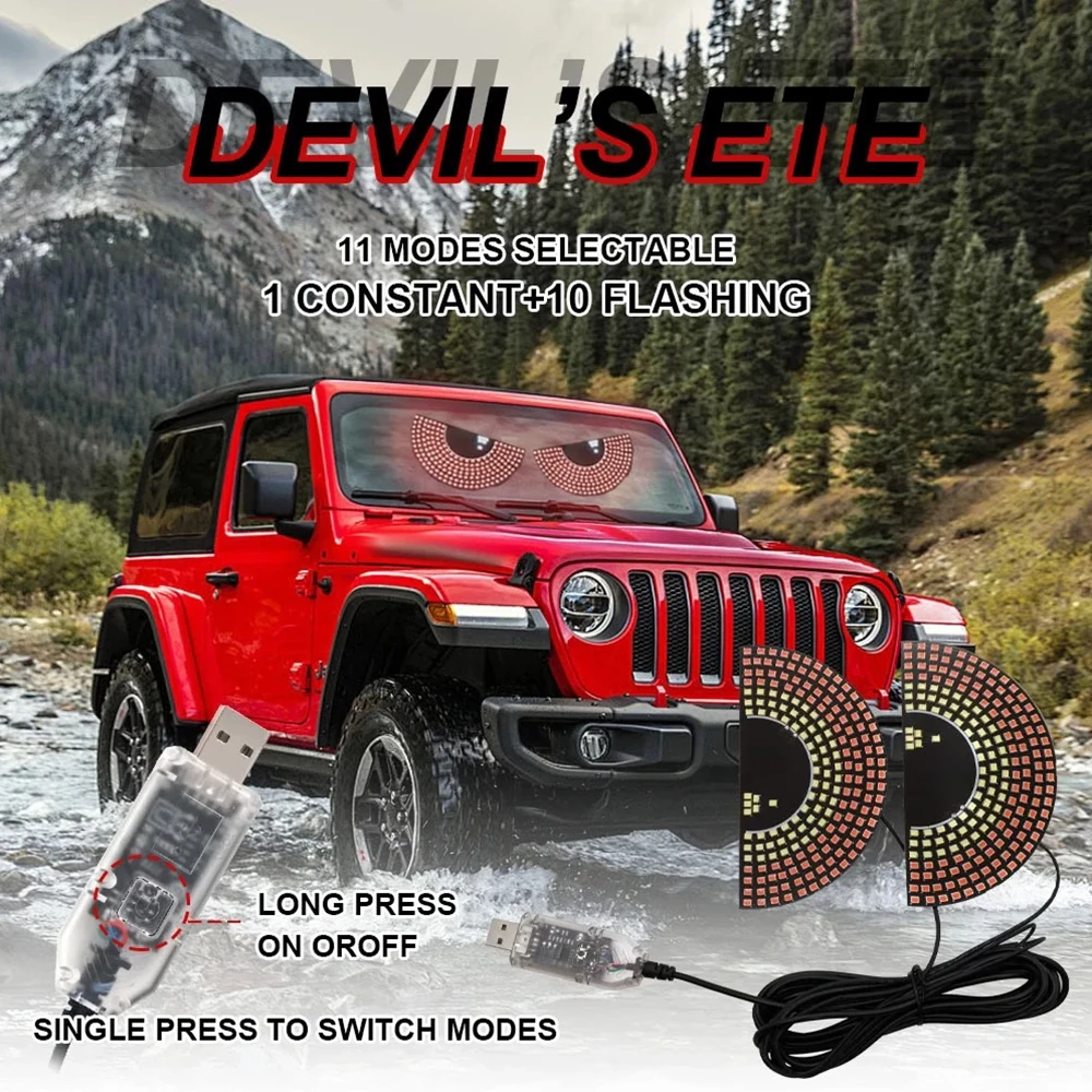 

1 комплект, дисплей на лобовое стекло автомобиля, глаз дьявола, заднее окно автомобиля, фонари «Глаз дьявола», светодиодные ленты, световая панель, декоративные лампы, USB-освещение