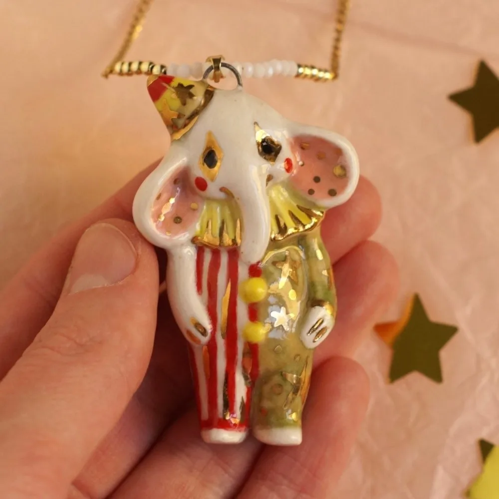 Panda Cartoon Circus Animal Sweater Chain Vintage Beads Childishness Necklace Adorable Copper Clavicle Necklace Daily Wear