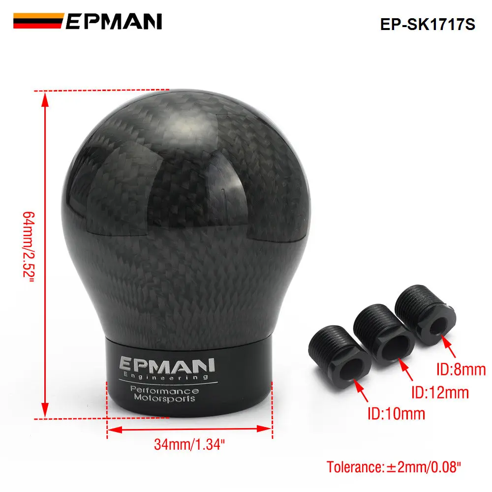 Epman Racing Real Carbon Fiber Aluminum Gear knob Manual Transmission Aluminum Gear Shift Knob Shifter Knob EP-SK1717S