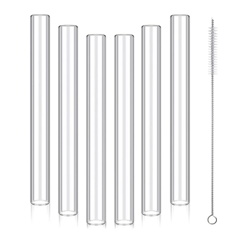 Tubos vidrio 4 pulgadas largo, pajitas vidrio reutilizables, soplado vidrio borosilicato pared