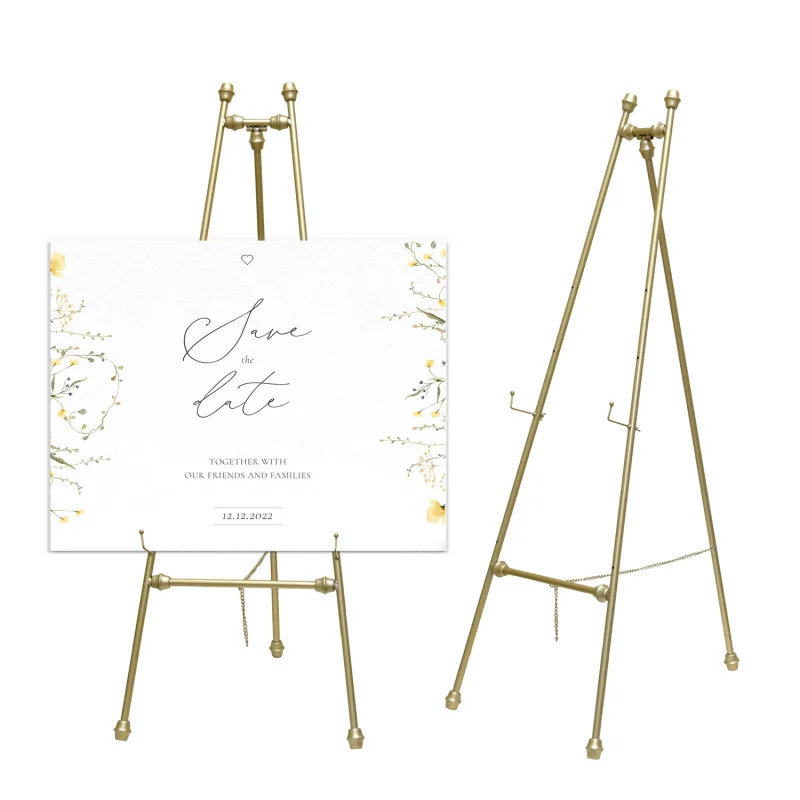 custom.QT240120 Modern Design Wedding Welcome Sign Display Rack Golden and White Wedding Iron Easel Metal  Floor Stand