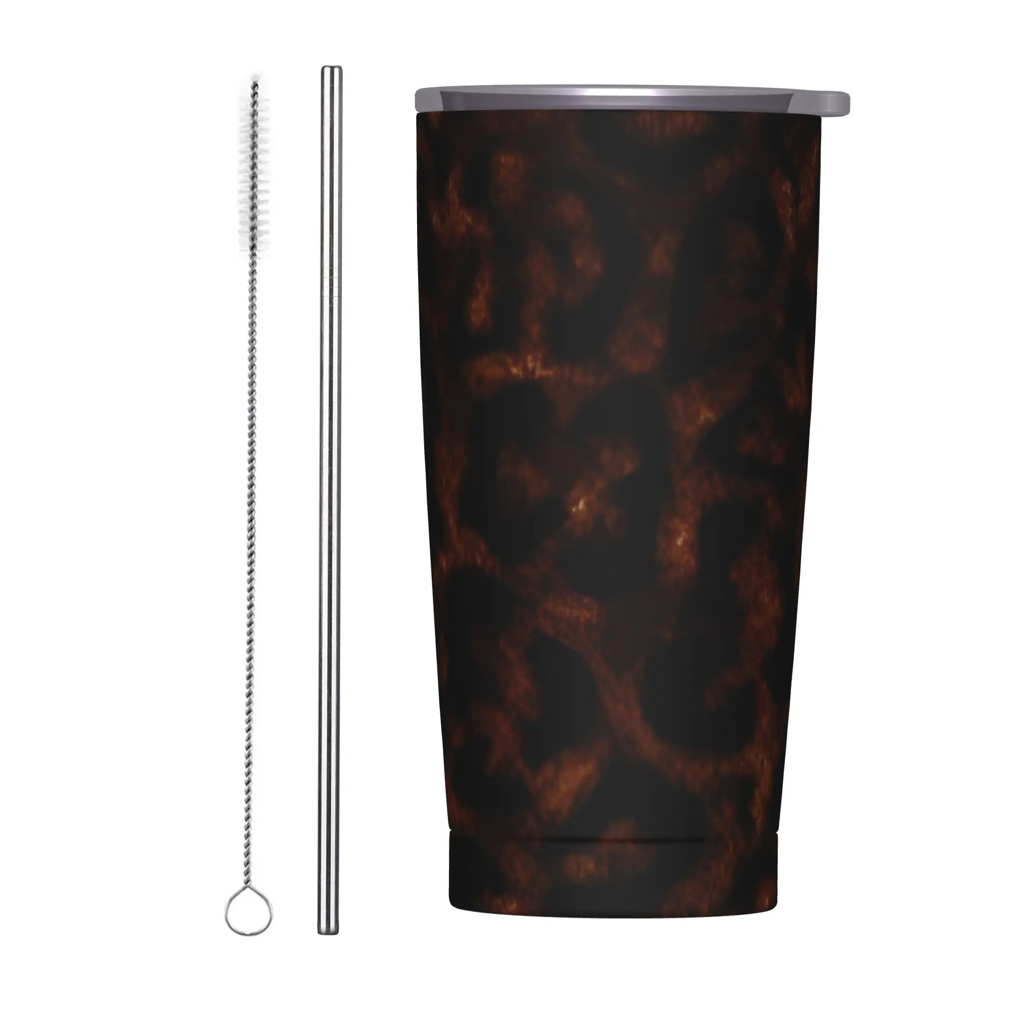 Leopard Print (2) Insulated Tumbler with Straws  Vacuum Coffee Mugs Outdoor Travel  Bottle Cup, 20oz