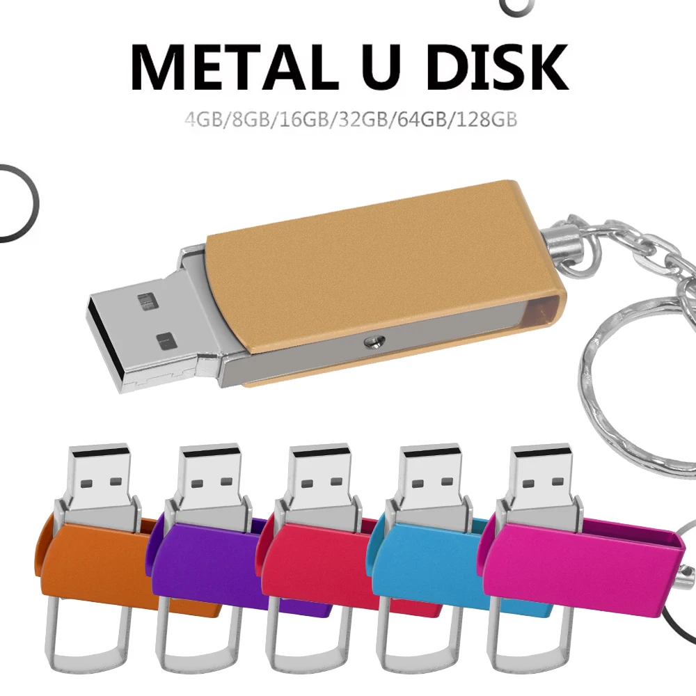 Mini Roterende Geheugenopslag 4Gb 8Gb 16Gb 32Gb Metalen Waterdichte Pen Drive 64Gb 128Gb Pendrive Usb Flash Drive Meisjes Cadeau