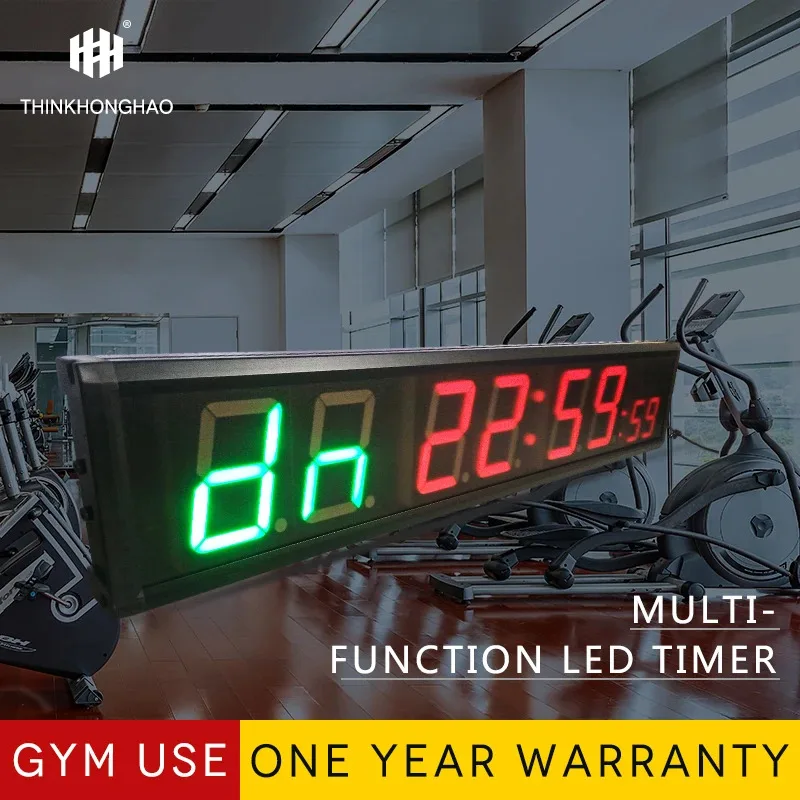 Honghao Home Gym Fitness Interval Countdown Timer Red Indoor Wall Clock Digital Training 6 Digit Clock