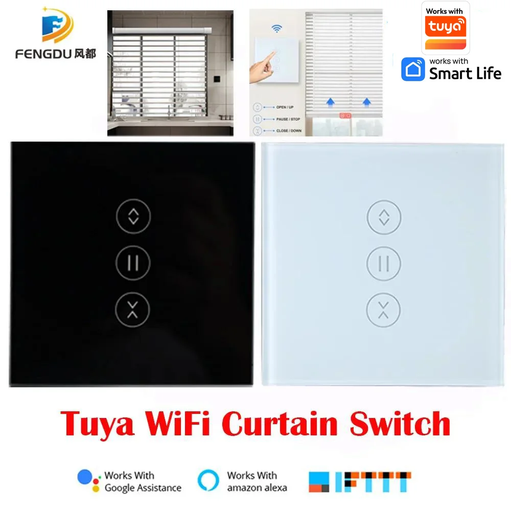 

Works Tuya Smart Life WiFi Curtain Switch for Electric Motorized Blind Roller Shutter Blinds Motor Alexa Google Home