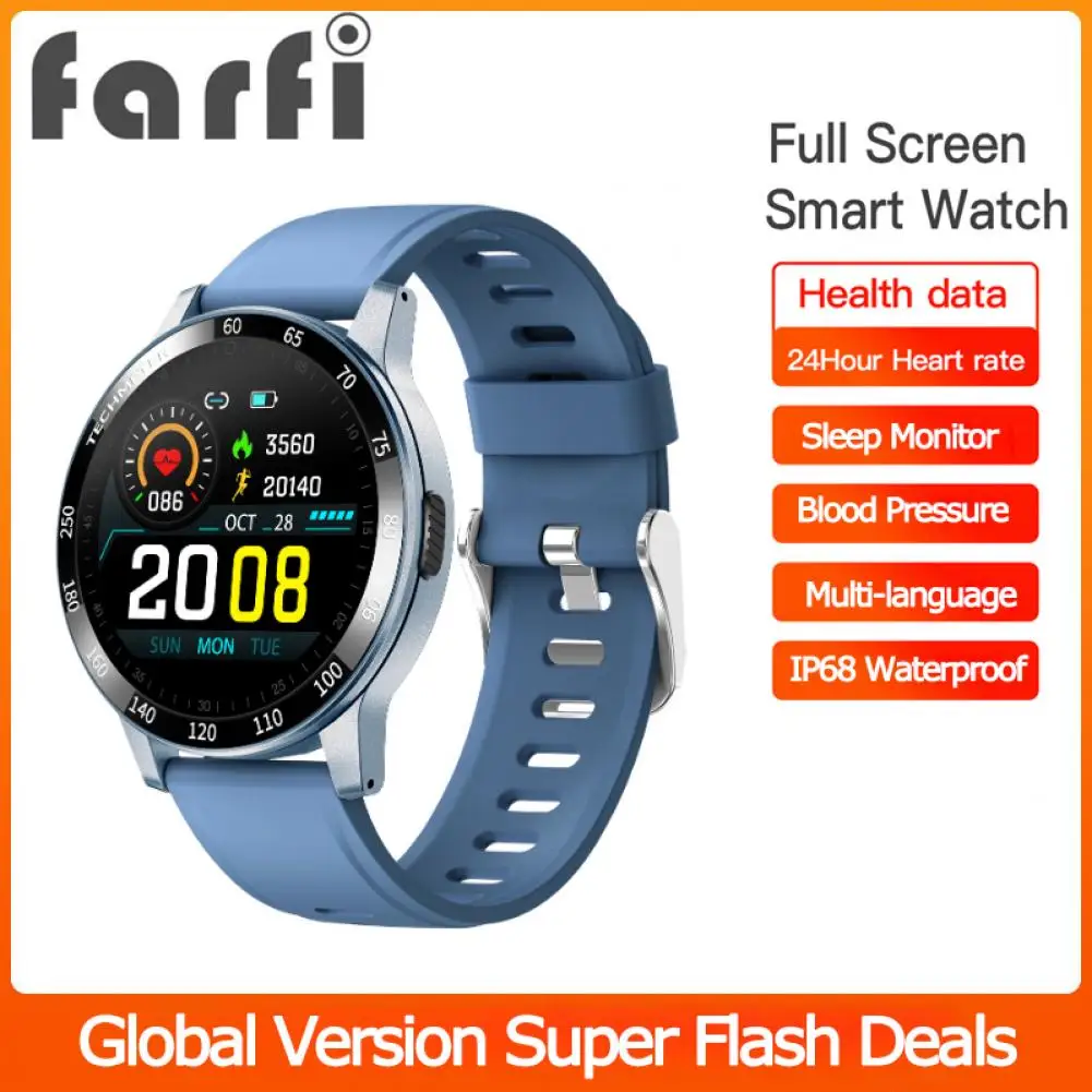 Farfi Smart Watch Heart Rate Monitoring Alarm Clock Setting 1.28 Inch Touch TFT Screan Sport Fitness Tracker Smart Wirstwatches