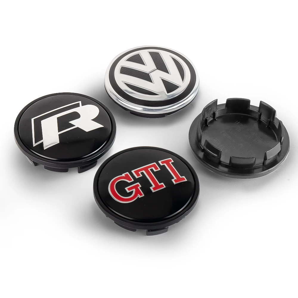 4pcs 56mm/65mm/66mm Car Wheel Center Cover Stickers Hub Cap For Volkswagen R Golf GTI Polo 1J0601171 Auto decoration accessories