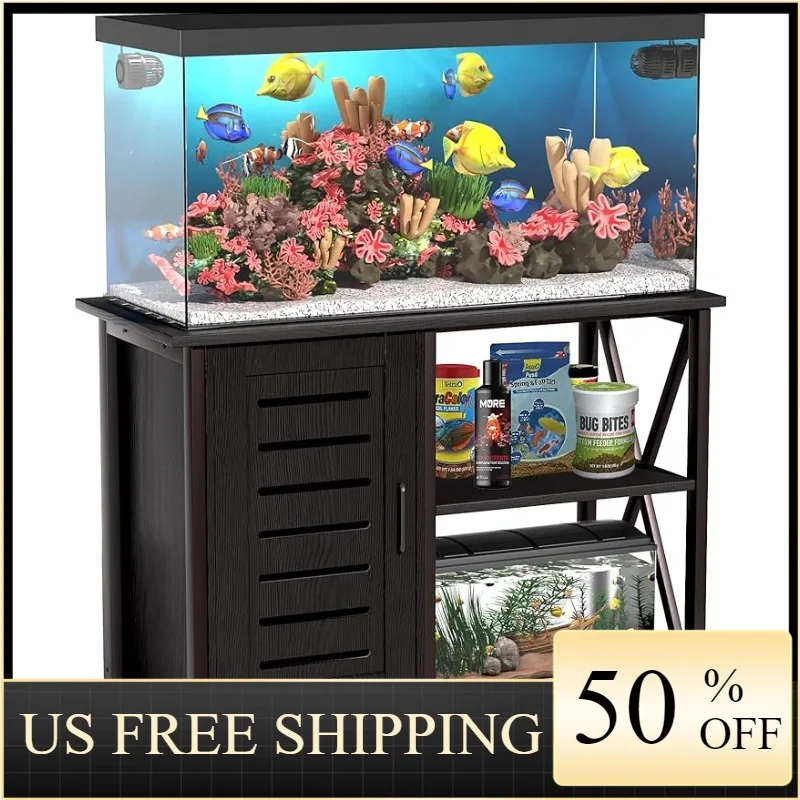 

Herture 40-50 Gallon Fish Tank Stand, Aquarium Stand with Cabinet Accessories Storage, Heavy Duty Metal Frame, 40.55" L*18.89"