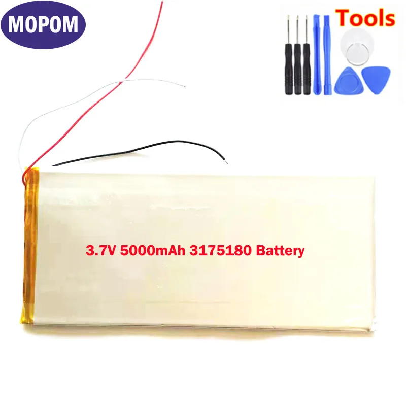 Новый литий-полимерный аккумулятор 3,7 в 5000 мАч 3175180 для Prestigio Tablet PC Power Bank E Book с 3-wrie + бесплатными инструментами