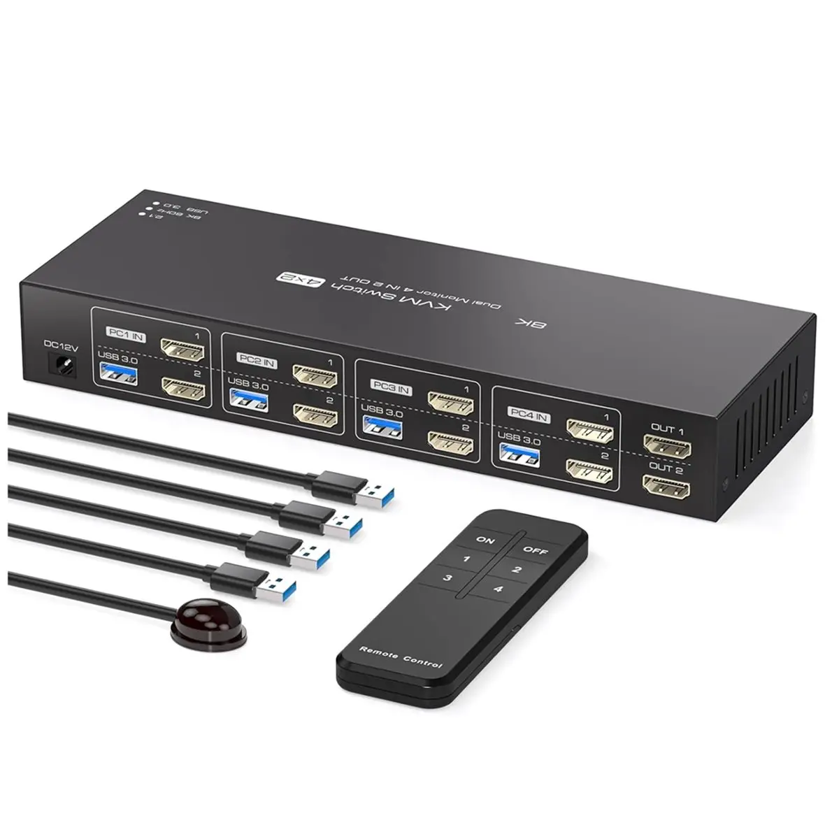 DT90 New 4K120Hz -Compatible KVM Switch 2 Monitors 4 Computers 8K60Hz EDID Emulation 4 Port Dual Monitor KVM Switches EU