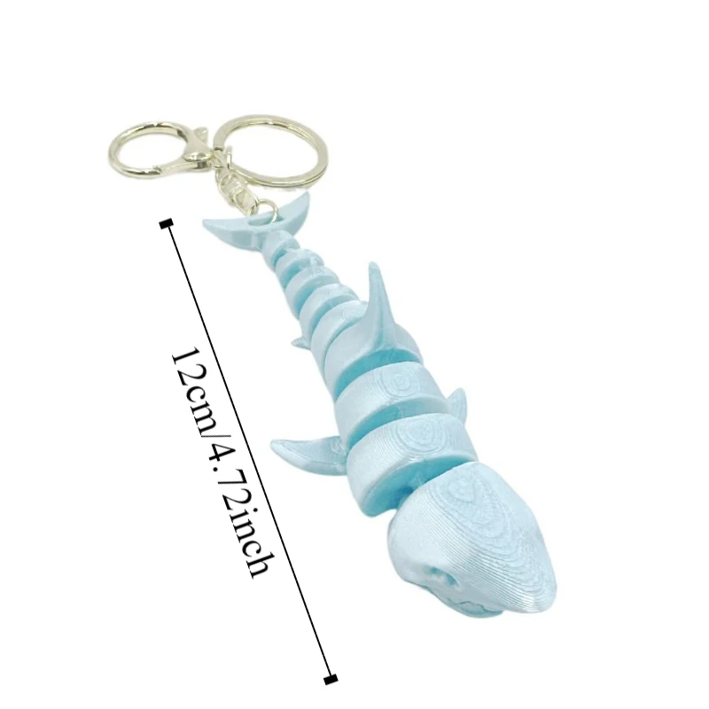 LLavero de ballena impreso en 3D PLA, figura de animales impresa en 3D móvil multiarticulado, adornos, modelo, llavero de tiburón realista