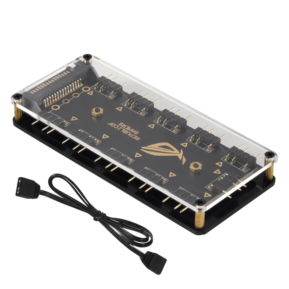 RGB LED Hub Splitter com Cabo de Extensão, 5V, 3Pin, 10 Port, 50cm