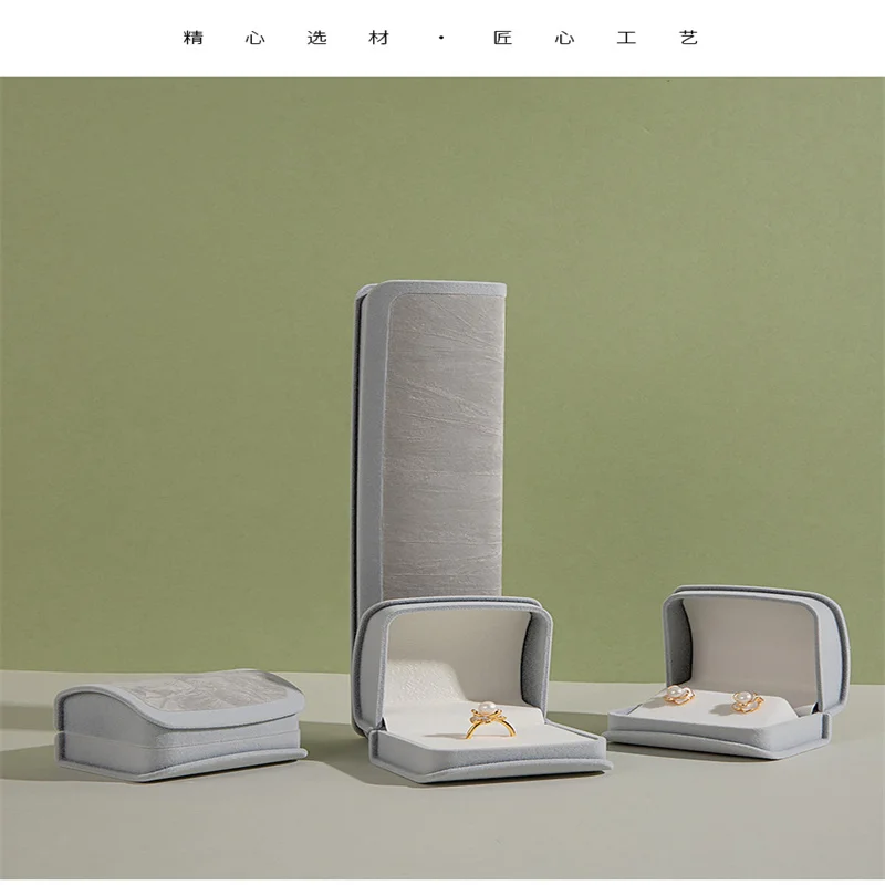 قطعة واحدة من صندوق مجوهرات مخملي متطور منحني مزدوج اللون، قلادة دائرية، صندوق تخزين الأقراط #2