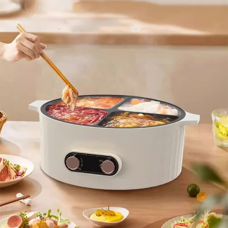 4-Compartment Electric Hot Pot, 6L Removable Multifunctional Pot, Zone-Specific Temperature Control
