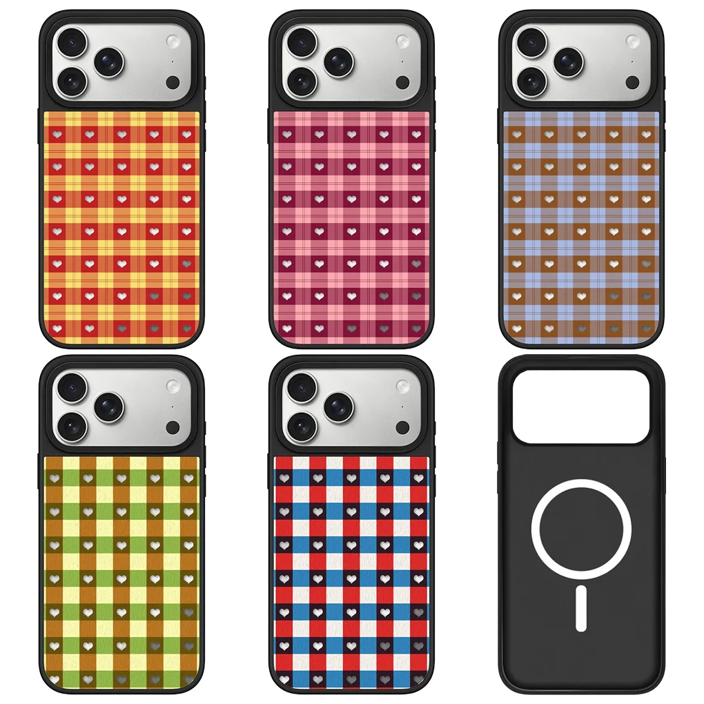 

Striped Checkerboard Pattern Mirror Surface Magnetic Phone Case Cover for IPhone 13 14 15 16 17 Pro Max Case for IPhone 17 Air