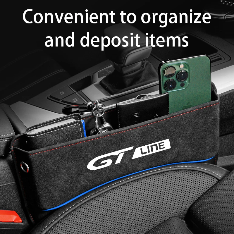 New Universal Suede Car Seat Gap Filler Organizer Box Auto Console Side Pocket For Peugeot GT- GTi GTline 5008 3008 107 307 207