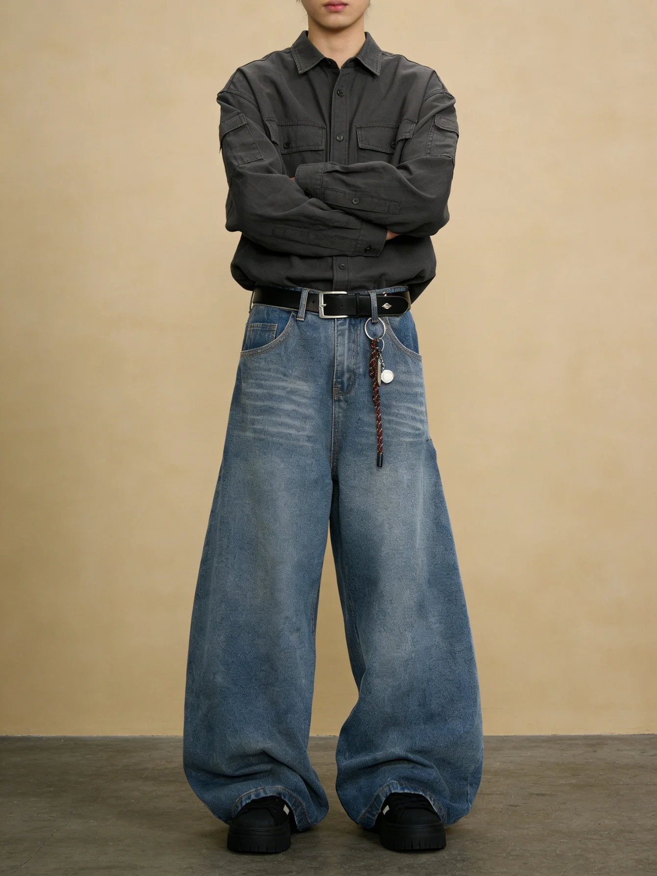 

Casual Blue Men's Original Baggy Jeans Pants Y2K Drip Vibe Daily Denim Trousers No accessories or belts included