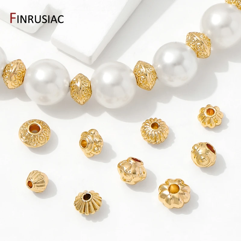 14K Gold Plated Brass Round Stripe Spacer Beads,Separator For Beads,DIY Bracelet Necklace Making Accessories,Jewelry Material image 6