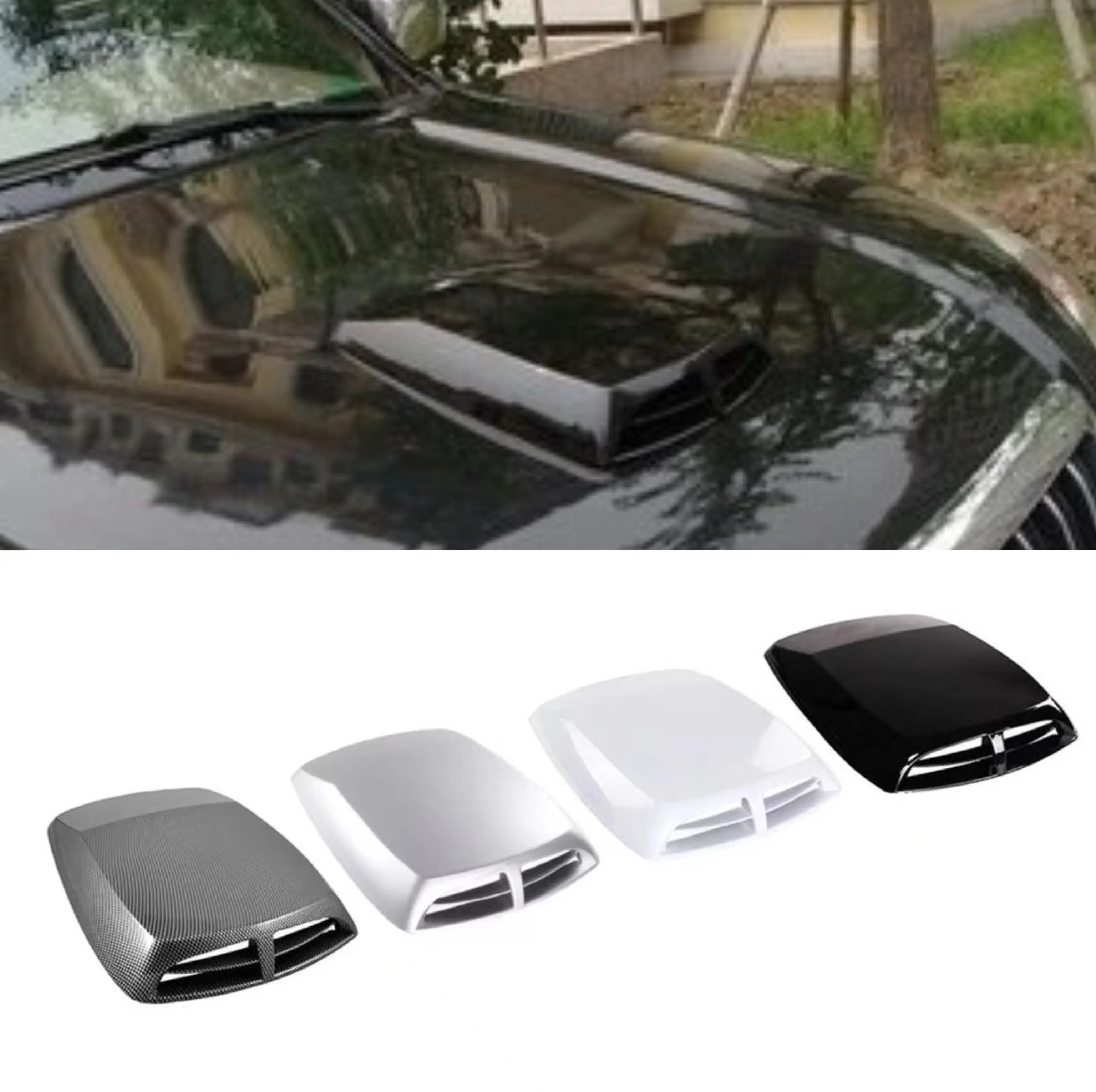 Universal Car Engine Hood Scoop Air Flow Intake Vent Cover ABS Front Engine Hood Cover Decoration  33*25cm Bonnet Hood Scoop