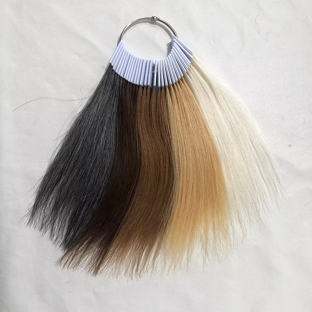 

Набор из 30 образцов натуральных человеческих волос для тестирования, кольца-образцы для наращивания волос для салонов красоты