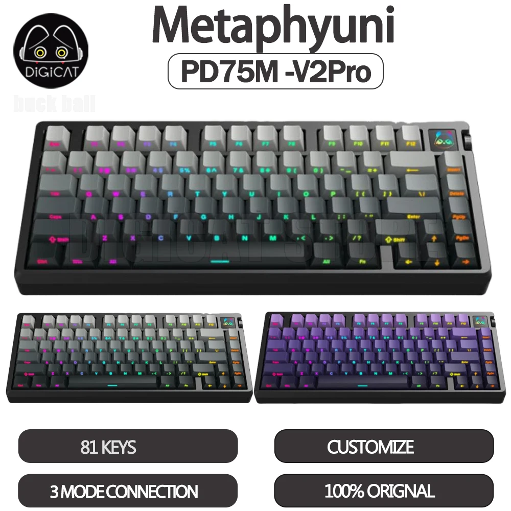 

Metaphyuni Metapanda Pd75m -V2Pro Mechanical Keyboard 3mode USB/2.4G/Bluetooth Wireless Keyboard 80 Keys Gaming Keyboards Gifts