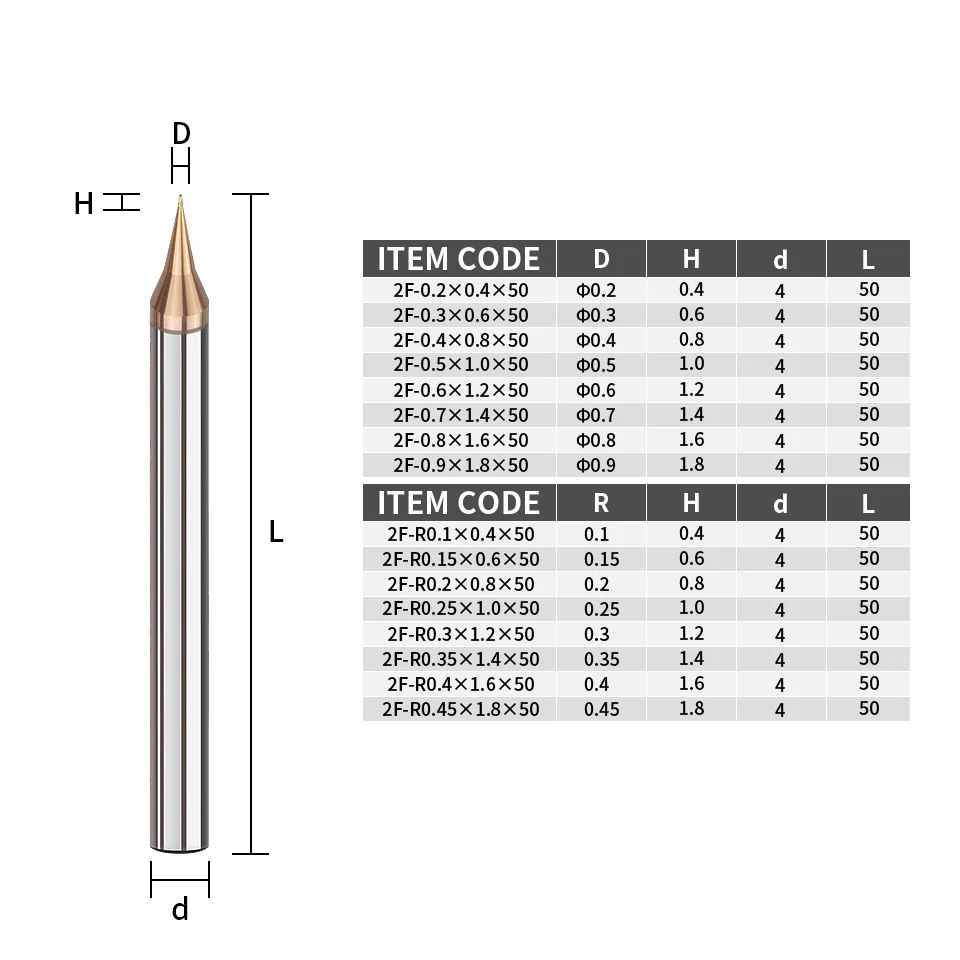 HRC55 Micro End Mill 4mm Shank Tungsten Carbide Mini Milling Cutter 2F Router Bit Cnc Machine Tools 0.2 0.3 0.4 0.5 0.6 0.8mm
