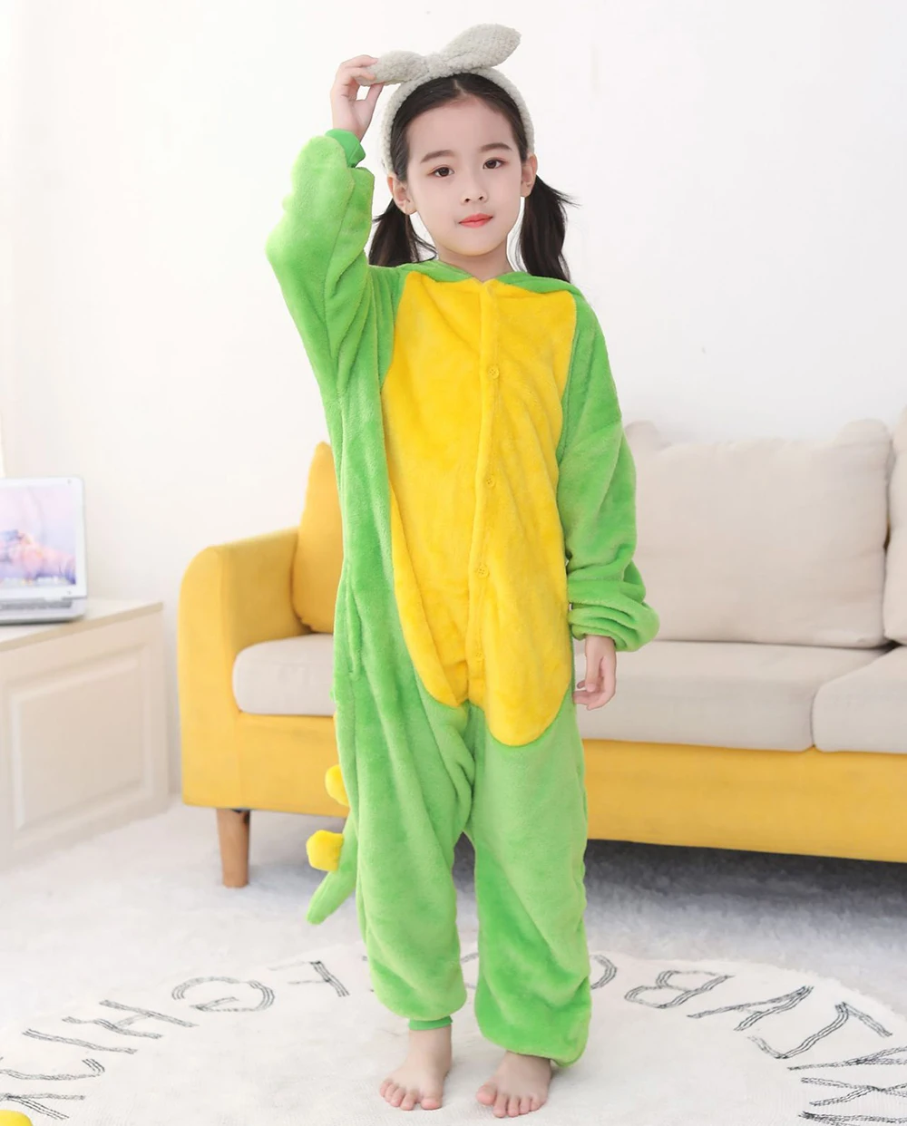 Conjunto de pijama de dinosaurio Kigurumi para mujer y hombre, mono cálido de franela con capucha de una pieza, disfraz de Cosplay de Halloween