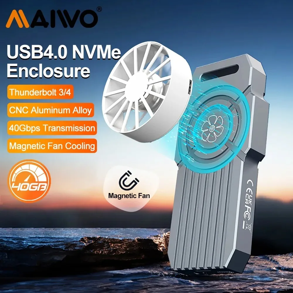 MAIWO USB4 NVMe M.2 SSD Enclosure 40Gbps Aluminum M2 External Case Compatible with Thunderbolt 4 Type-C NVME M.2 SSD Case