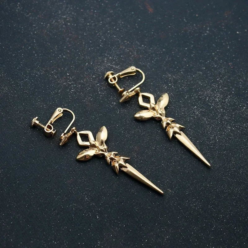 Honkai Star Rail Clip Earrings for Women Anime Earring Cosplay Himeko Fashion Jewelry Gold Color Accesorios Trend Metal Girl