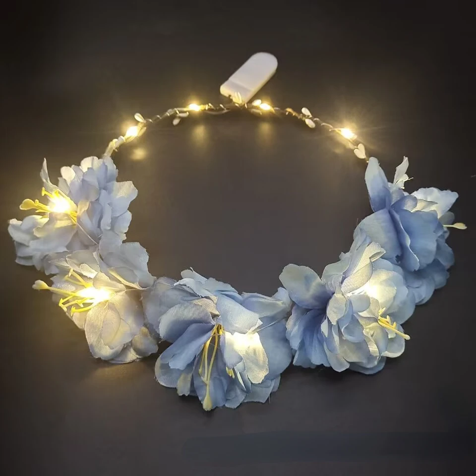 

Women Girl Adult Light Tropical Flower Crown Headband LED Wreath Hairband Glow Birthday Party Hair Accessories Wedding Festival