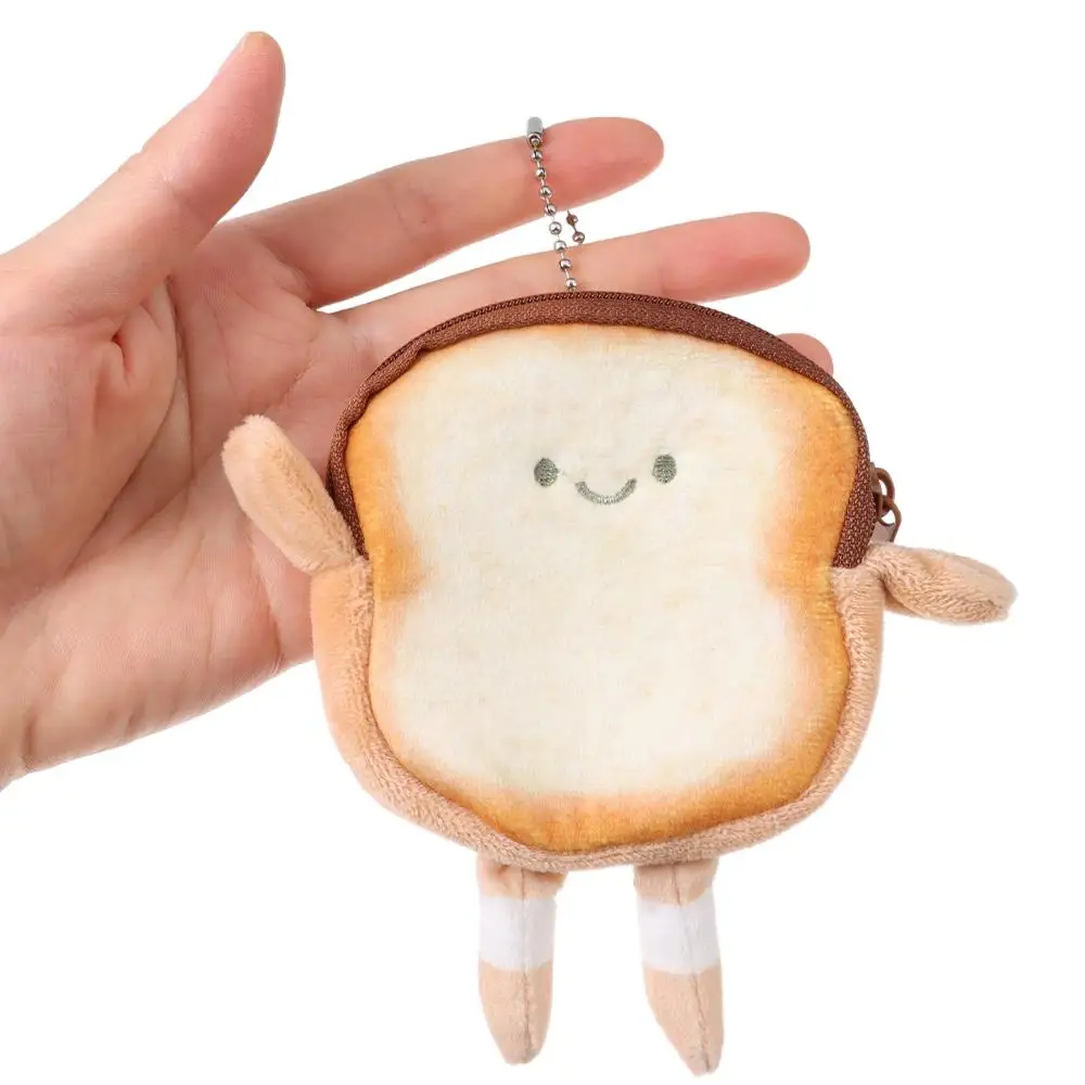 น่ารักการ์ตูน Toast เหรียญแบบพกพาน้ําหนักเบาเหรียญกระเป๋าขนมปังมินิกระเป๋าแต่งหน้าสาว