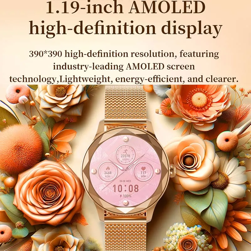 Reloj inteligente con Pantalla AMOLED para mujer, Smartwatch con Bluetooth, llamadas, NFC, ECG + PPG, seguimiento de Deportes de salud para Huawei y