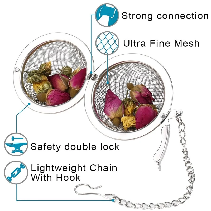 1-5 uds infusor de té de acero inoxidable esfera de bloqueo colador de bola de té de especias infusor de malla coladores de filtro de té accesorios de cocina