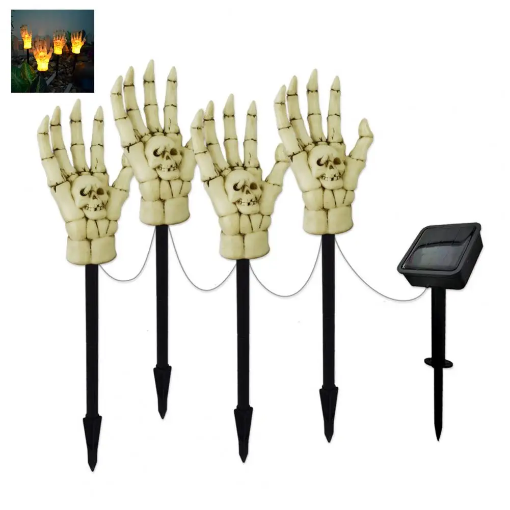 

Outdoor Decorative Light Halloween Skull Hand Solar Pathway Lights Easy Installation Auto Charging Energy Saving Led for Spooky