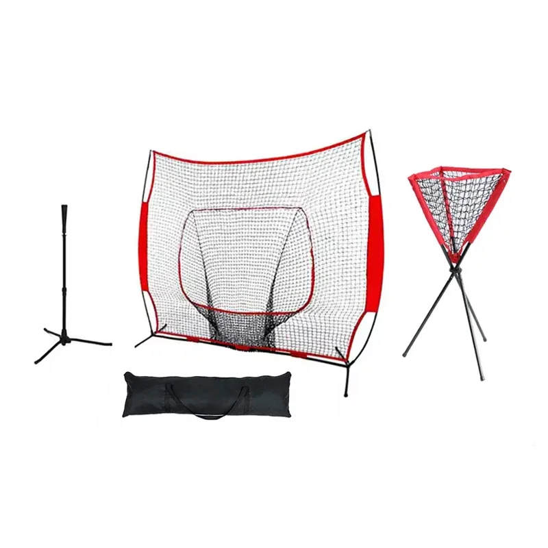 

Высококачественная профессиональная бейсбольная сетка 7*7 футов с треугольной сеткой для сбора мячей и стойкой для отработки ударов, тренировочное оборудование