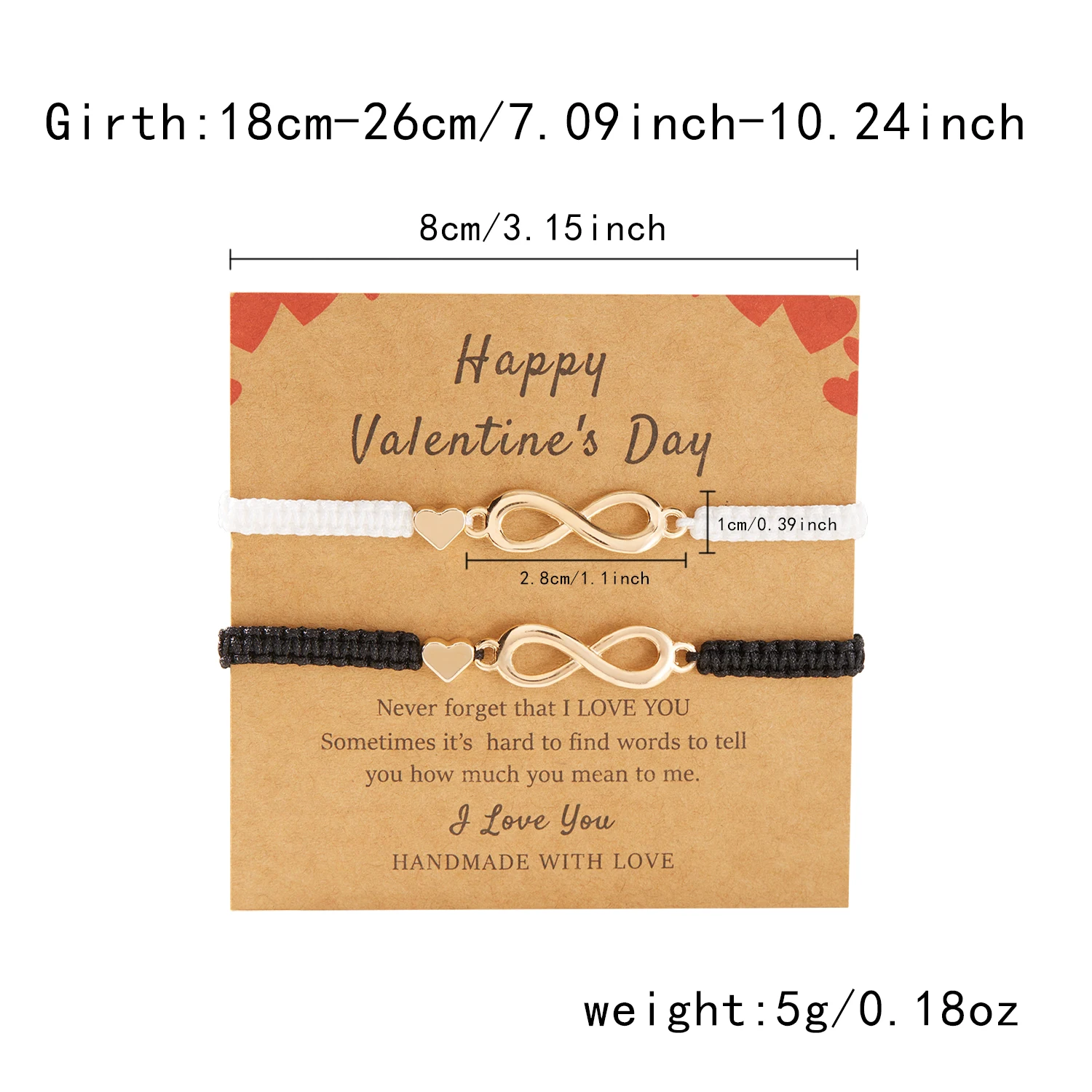 2 قطعة الحب القلب إنفينيتي المنسوجة حبل أساور للأزواج للنساء الرجال اليدوية حبل مضفر قابل للتعديل سوار الصداقة مجوهرات #6