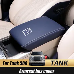 For GWM Tank 500 Great Wall 2022-2025 Center Console Armrest Cover Interior Box Anti-Scratch Leather Central Armrest Decoration