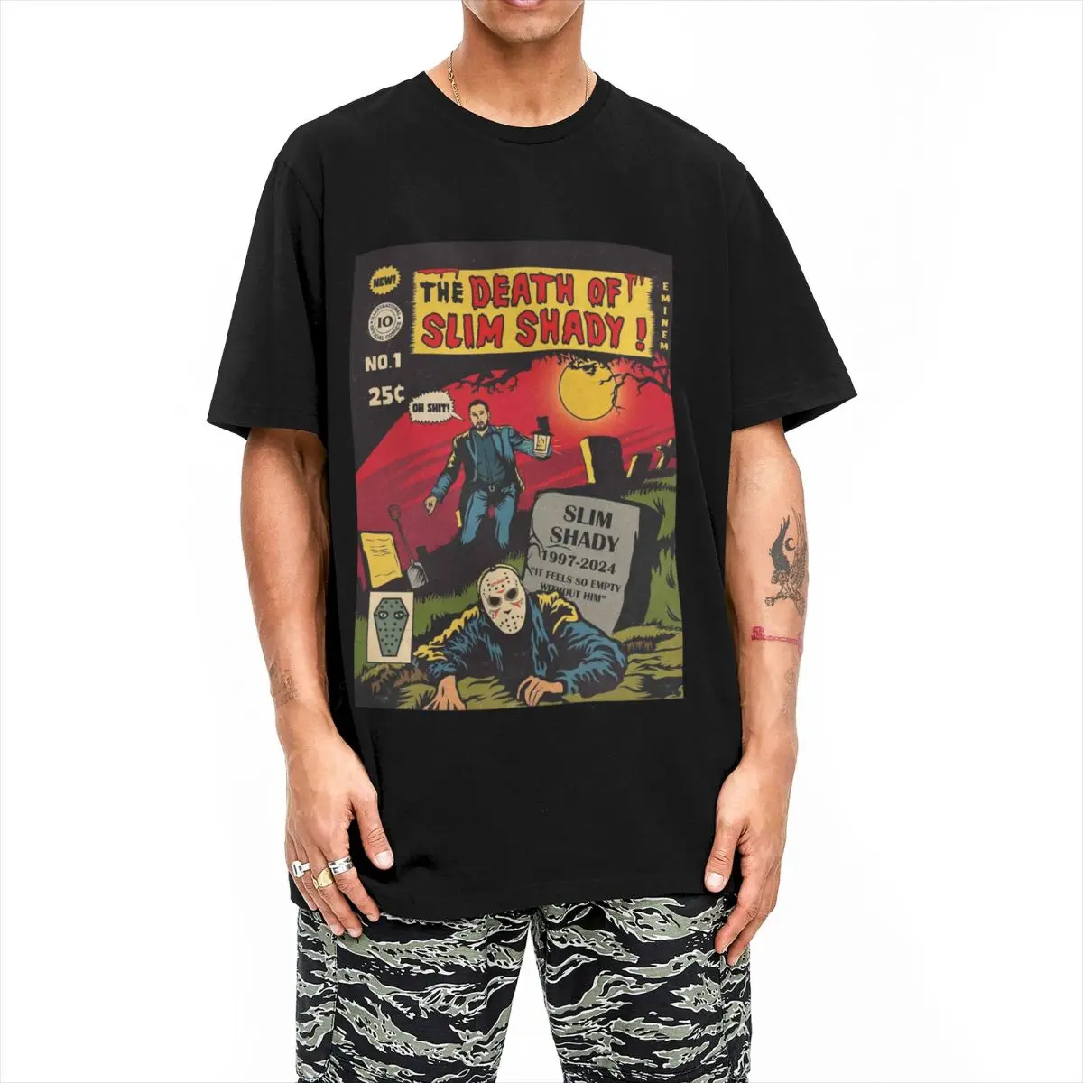 The Death Of Slim Shady Eminem Tshirts Men 100%Cotton Top Tee Funny Round Neck Short Sleeve