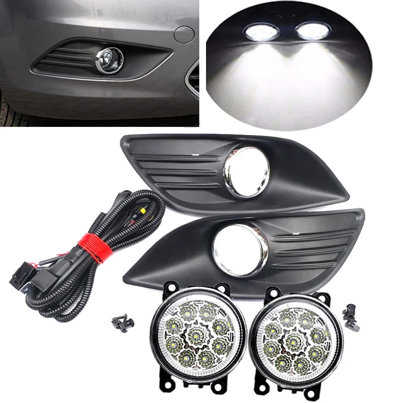 Fog Lights For  Ford Focus 2 LED Fog Light for Ford Focus MK2 2009-2011 Headlight Fog Lamp Cover Grille Bezel Harness
